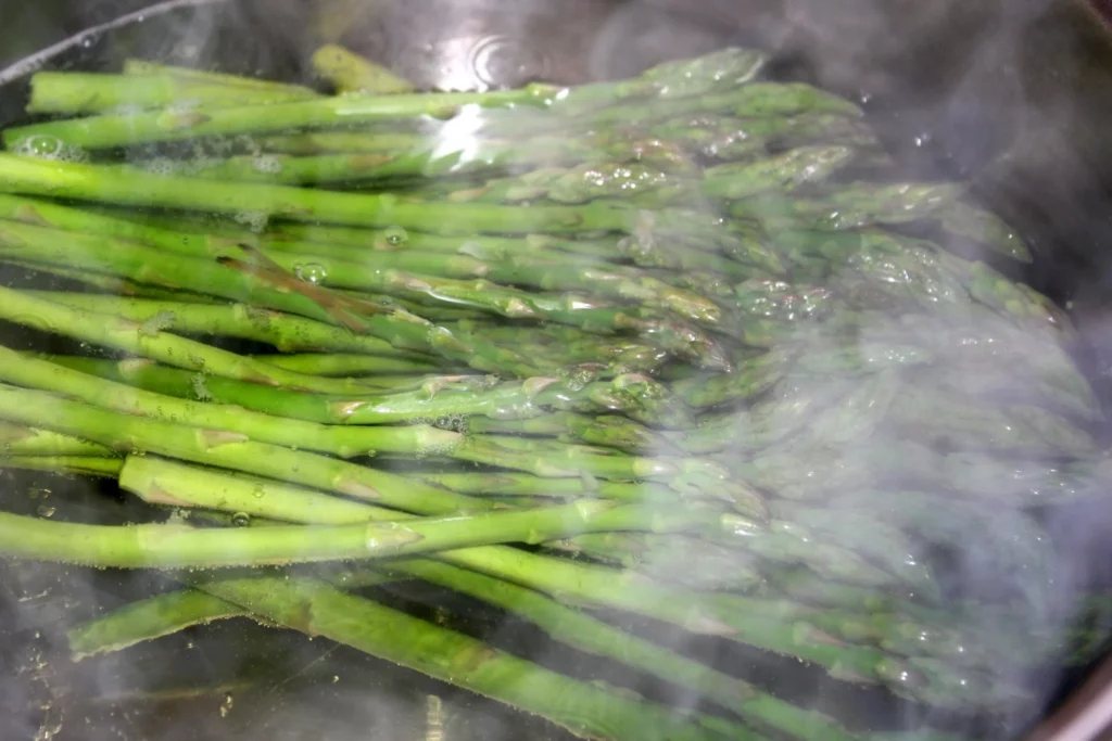 asparagus being steamed