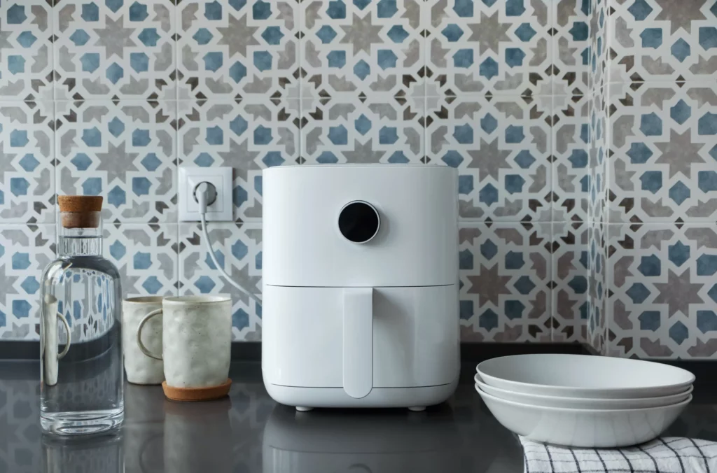 white-air-fryer-on-countertop